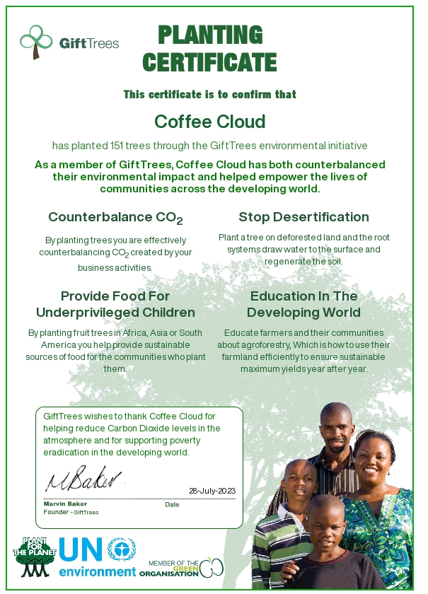Our Tree Planting Certificate